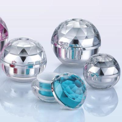 China Luxury Acrylic Cream Jars Cosmetic Acrylic Shape Skin Care Ball Cream Containers for sale