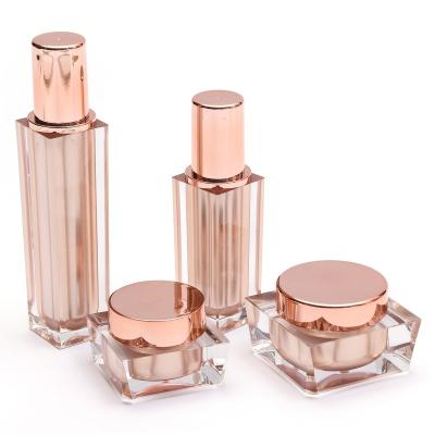 China BEAUTY PACKAGING factory acrylic cosmetic paaging acrylic bottle and jar bottle set for cosmetic for sale