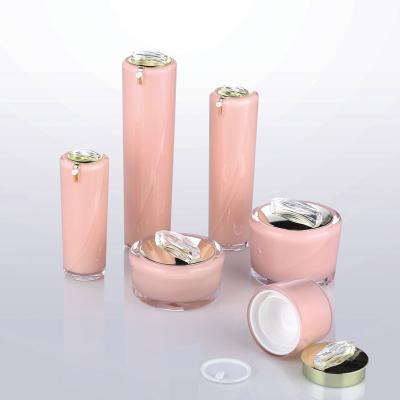 China BEAUTY PACKAGING acrylic bottle and round jar customized skin care acrylic cosmetic paaging bottle set for cosmetic for sale