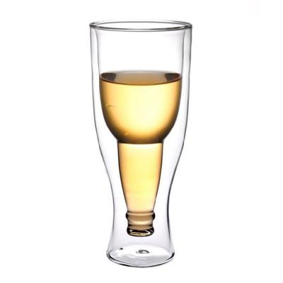 China 2022 Viable Popular Double Walled Upside Down Beer Glass Mugs Mugs Drinking Glasses For Beverage for sale