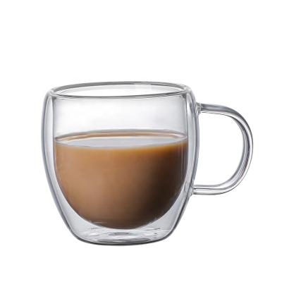 China Factory High Borosilicate Double Wall Latte Cappuccino Sustainable Transparent Glass Milk Drinkware Thermo Insulated Cups for sale