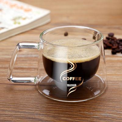 China 2022 Best Selling 200ml Sustainable Double Wall Mini Glass Cup Drinks Small Coffee Mugs With Handle for sale