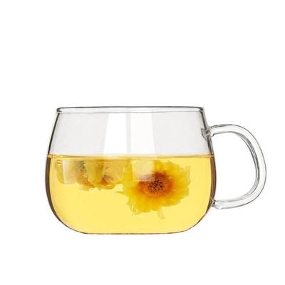 China Desktop Tea Set Drinking Water Sustainable Borosilicate Glass Mugs Glass Cup 400ml for sale