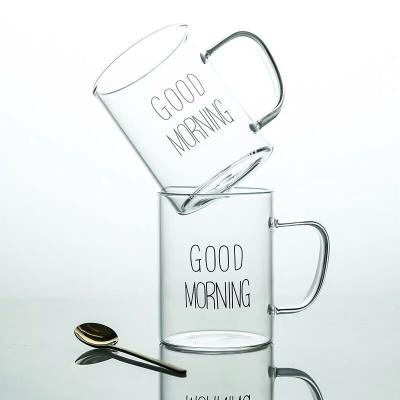 China Wholesale GlassTransparent Stocked Glass Coffee Mug Milk Tea Cocktail With Handle Drinkware for sale