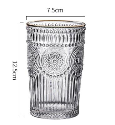 China Wholesale High Model Stocked Borosilicate Relievo Juice Coffee Glass Cup for sale