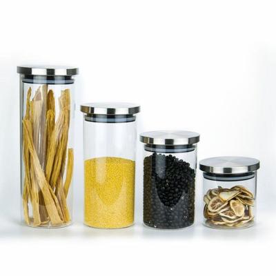 China Freshness Preservation Glass Jars in Home and Kitchen Food Storage Jars Airtight High Borosilicate Glass with 6.5cm Diameter 12pcs Bamboo Set for sale