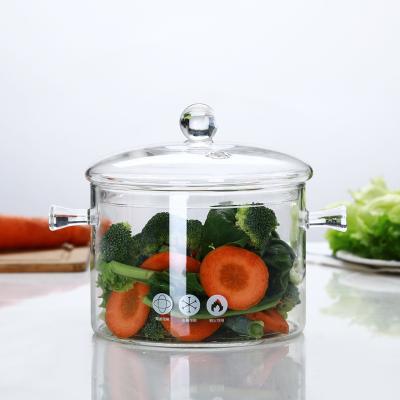 China Large Size Sustainable Hot Sale Borosilicate Glass Transparent Cooking Pot Cooking Pot for sale