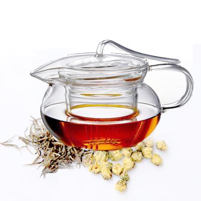 China Clear Glass Teapot Borosilicate Flower Tea Kettle Stored Heat Resistant Glass Teapot for sale