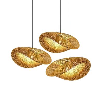 China European Country Art Handicraft Bamboo Chandeliers Lighting Pendant Lamp Rattan Bamboo Hanging Light for sale