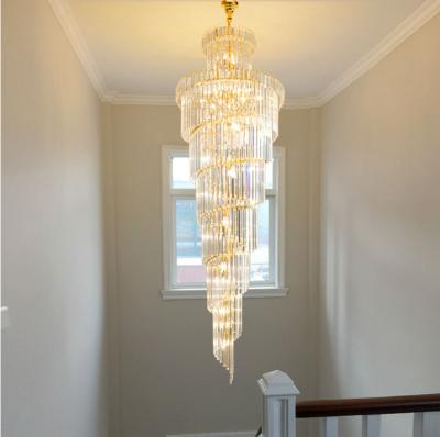 China Modern Luxury Modern Living Room Large Pendant Light Staircase Ceiling Lamp Duplex LED Glass Chandelier for sale