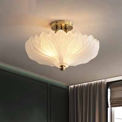 China New Design Creative Round Outdoor Mounted Glass LED Lighting Brass Room Light Living Room Bedroom Ceiling Lamp for sale