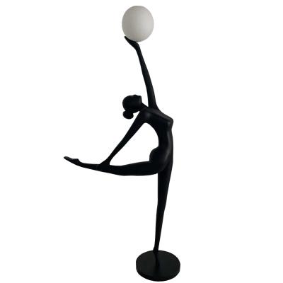 China Modern Creative Ballerina Hotel Living Room Art Decor Humanoid Position Lamp Resin Sculpture Floor Lamp for sale