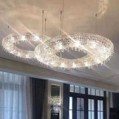 China Custom Modern Hotel Lobby Engineer Projects Bead Chandelier LED Light Modern Luxury Crystal Pendant Lamp for sale