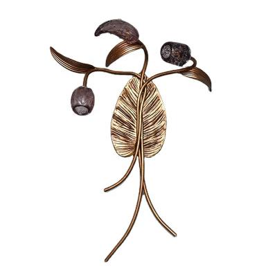 China Modern luxury simple wall lighting living room copper European style bedroom branch petal-shaped wall lamp for sale