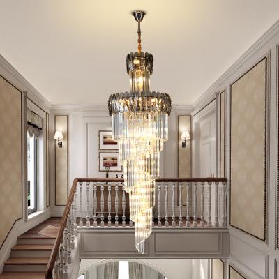 China Modern Room LED Light Modern Pendant Lighting Long Hanging Lamp Staircase Glass Chandelier for sale