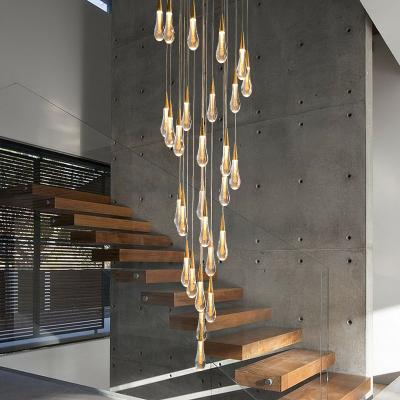 China Modern Luxury Crystal Raindrop Chandelier Spiral Hanging Pendant Lights for Staircase for sale