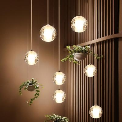 China Modern Modern LED Crystal Glass Ball Pendant Light Meteor Rain Light Stair Bar Drop Lamp Chandelier for sale