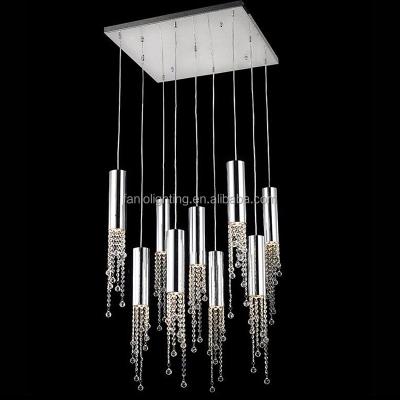 China Modern Luxury Lighting Stairs Crystal Living Room Lighting Fixture Crystal Beads Hanging Lights Modern Pendant Lamp for sale