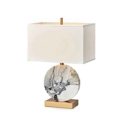 China Modern bedside desk lamp marble white rectangular table lamp for living room bedroom for sale