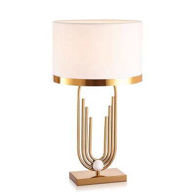 China Modern Decorative Home Lighting LED Desk Lamp Living Room Desk Lights Fabric Shade Table Lamps for Bedroom Bedside for sale