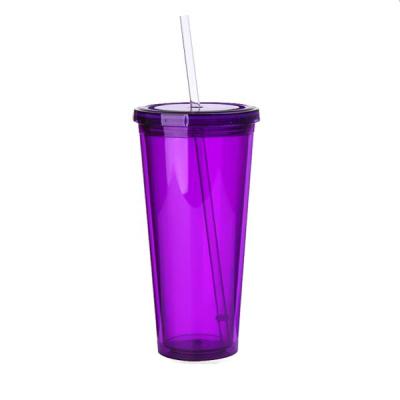 China Amazon Sustainable Success Double Wall Insulated Plastic Drink Tumbler With Straw for sale