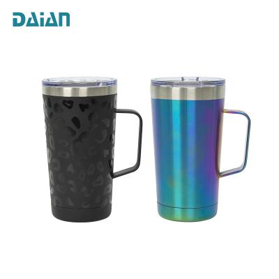 China Sublimation Blank 16Oz Double Wall Metal Travel Sustainable Coffee Mug With Handle for sale