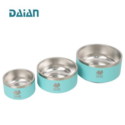 China Sustainable Wholesales Dog Rolls Ring Bottom Deisgn Stainless Steel Non-slip Pet Silicone Dog Food Feeding Bowl for sale