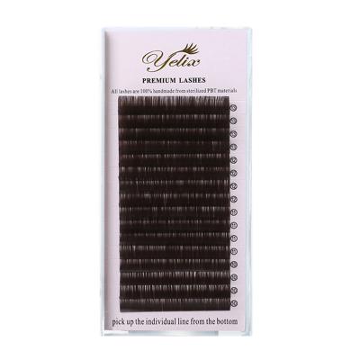 China Chocolate Brown Color Yelix Custom Wrapping Pop Style All Size Faux Mink Eyelash Black Brown Chocolate Silk Color Lash Extension for sale