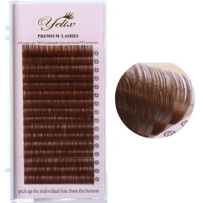 China Yelix 10-13mm Chocolate Brown Mixed Length Color Light Brown Lashes For Makeup Free Sample Private Label Custom Box And Packaging for sale