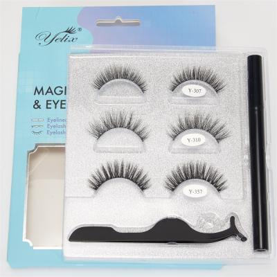 China OEM Wholesale Waterproof Vegan Yelix Eyelashes Set Magic Eyeliner Kit With Adhesive Eyeliner Pencil /Tweezers for sale