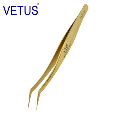 China Yelix Top Grade Comfortable Professional Gold Eyelash Tweezers Best Choice Anti Static Tweezers for sale