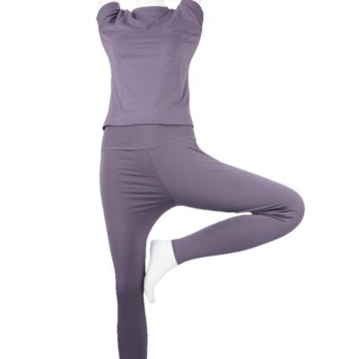 China 2021 Hot Sale Polyester Gym Clothing Yoga Suit Two Piece Sport Breathable Wear Big Size Women Breathable Yoga Cloth for sale