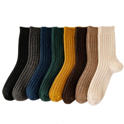 China Antibacterial Custom With Logo Men Socks 2021 New High Quality Solid Color Woolen Boots Fashion Warm Breathable Winter Socks Male Absorb Sweat for sale