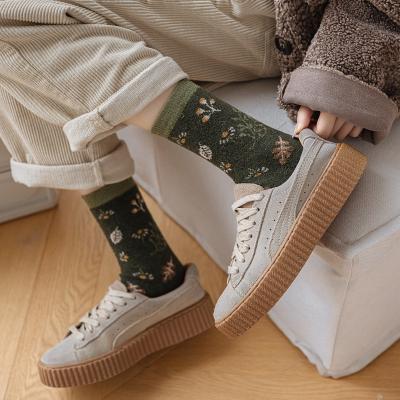 China Antibacterial Custom Women Socks New Fashion High Quality Long Winter Socks Female Cute Floral Warm Socks Japanese Style Woolen Dropshipping for sale