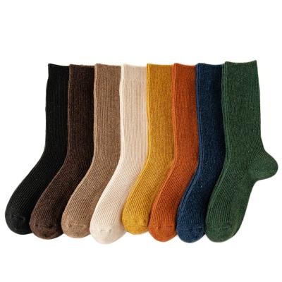 China Antibacterial Custom Women Socks 2021 Retro Style Solid Color Autumn New Fashion Winter Socks Warm Wool Socks Women High Quality Dropshipping for sale