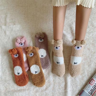 China Antibacterial Winter Sleep Bed Sock Coral Velvet Fuzzy Christmas Warm Fluffy Socks Home Cheap Price Cartoon Floor Socks for sale