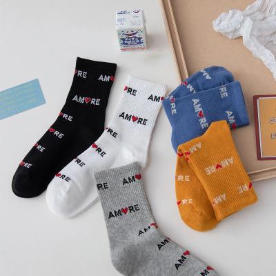 China 2021 Korean Women's Fashion Letter Cotton Sport Anti-Fault Socks New Socks Crew High Quality Cute Letter Funny Socks For Women Dropshipping for sale