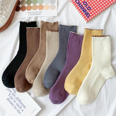 China Anti-Fault Fashion Solid Color Women Socks Cotton Long Slouch Socks For Women Autumn New Design Casual Cotton Fashion Socks for sale