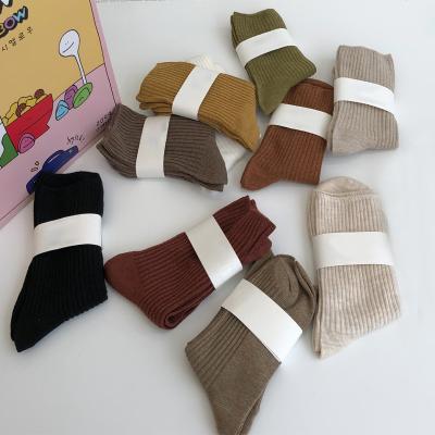 China Anti-fault women sock 2021 new fashion Autumn Winter Girls Solid Color cotton long sock high quality warm Korean women fashionable socks for sale