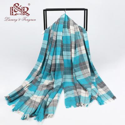 China Cashmere Echarpe Large Wool Plaid Female Head Pashmina Winter Warm Scarf For Women for sale