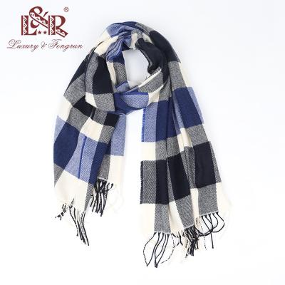 China Lady Tassel Strip Women Winter Wraps Acrylic Cashmere Pashmina Shawls Thick Plaid Scarf for sale