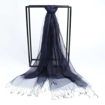 China Silk Scarf 2022 No Moq Long Real 20% Silk Hijab With Solid Tassel 80% Cotton Women Shawl And Wraps Foulard Women Scarf for sale