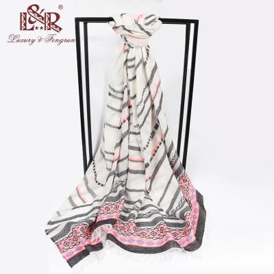 China 2022 new cotton fashion jacquard shawl cotton striped scarf and wraps printing NO MOQ for drop shipping for sale