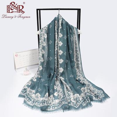 China Factory Supply 100% Polyester Women Chiffon Voile Shawl Scarf Malaysia Ladies Geometric Printed Scarves For Summer for sale