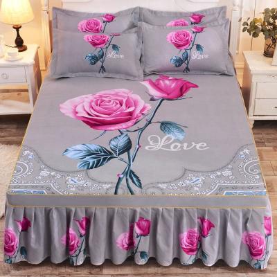 China Home Thickened Bedspread Wedding Sanding Fitted Sheet Cover Soft Non-slip King Queen Bed Skirt for sale