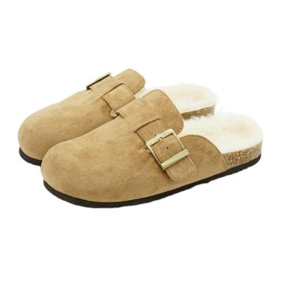 China Cushioning Warmlab Non Slip Casual Winter Wool Fur Uggh Warm Genuine Slippers Comfort Micro Suede Upper Home Slippers for sale