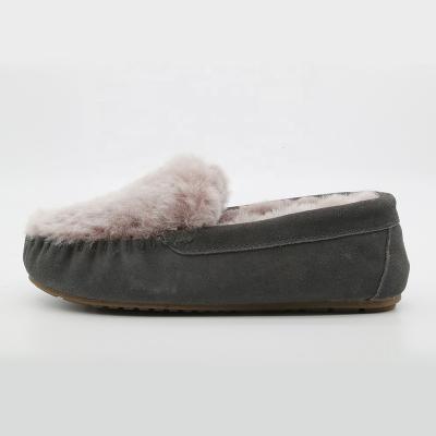 China Winter Fashion Sheepskin Lining Suede Ladies Flat Warm Leather Flats Loafers Moccasin Casual Shoes for sale