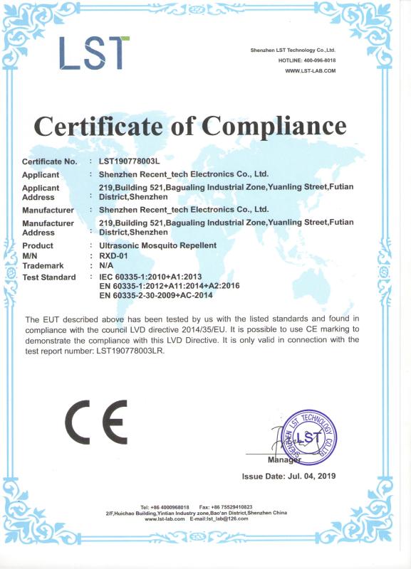 CE - Shenzhen Recent_tech Electronics Co., Ltd.