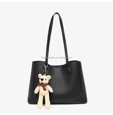 China Luxury Haoen 2023 Custom Logo Design Women Tote Bag High Quality Pu Leather With Extra Purse  2 Set Lady Handbag for sale