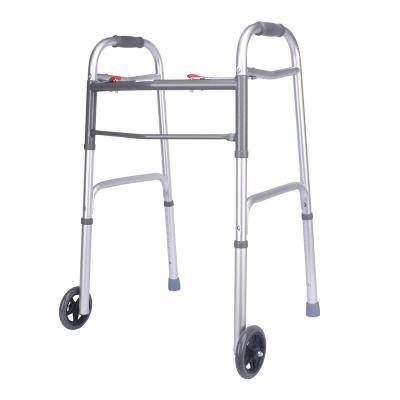 China Bestselling Factory Price 8 Levels Adjustable Legs Adjustable Elder Walker For Adults Aluminum Lightweight Folding Walker for sale